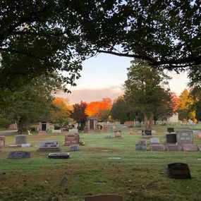 sunset at cemetery